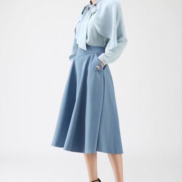 Harry Potter Beauxbatons Fleur Delacour Costume Blue Skirt and Blouse - Picture 2 of 9